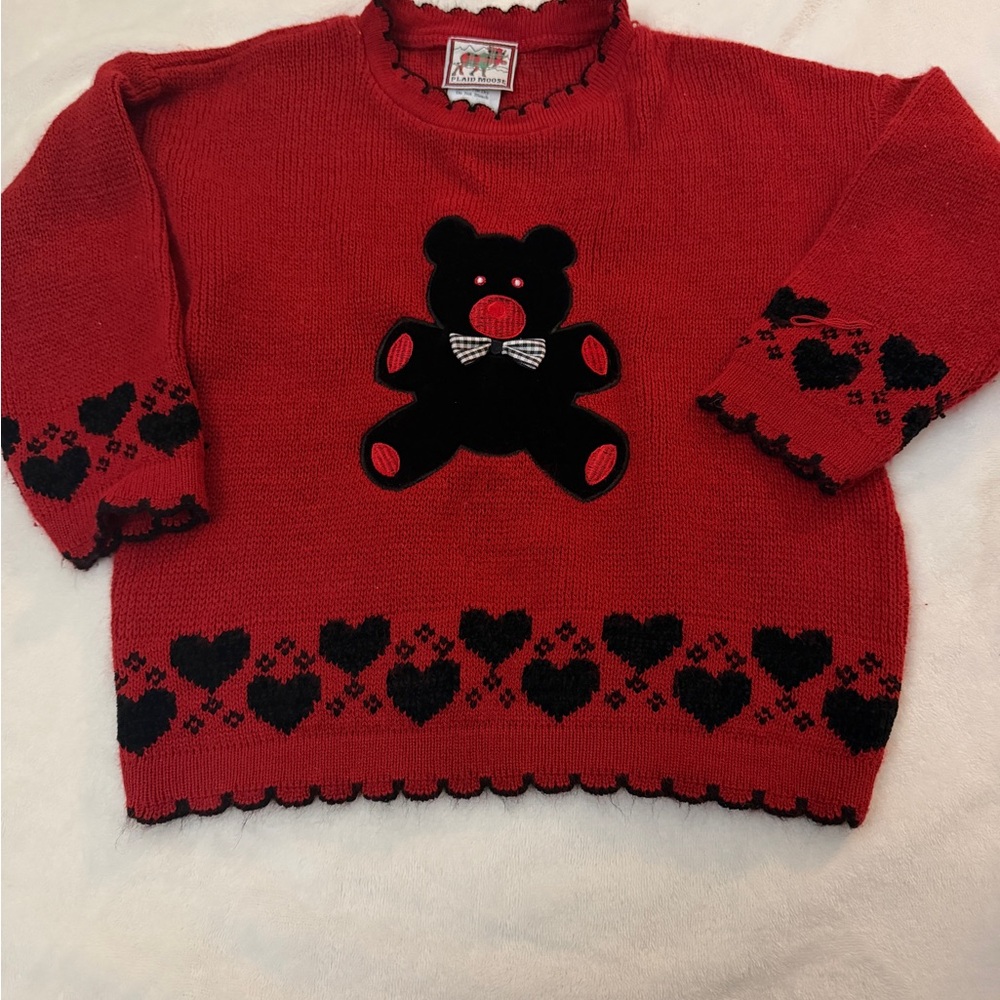 Source Unknown Red and Black Kids Sweater